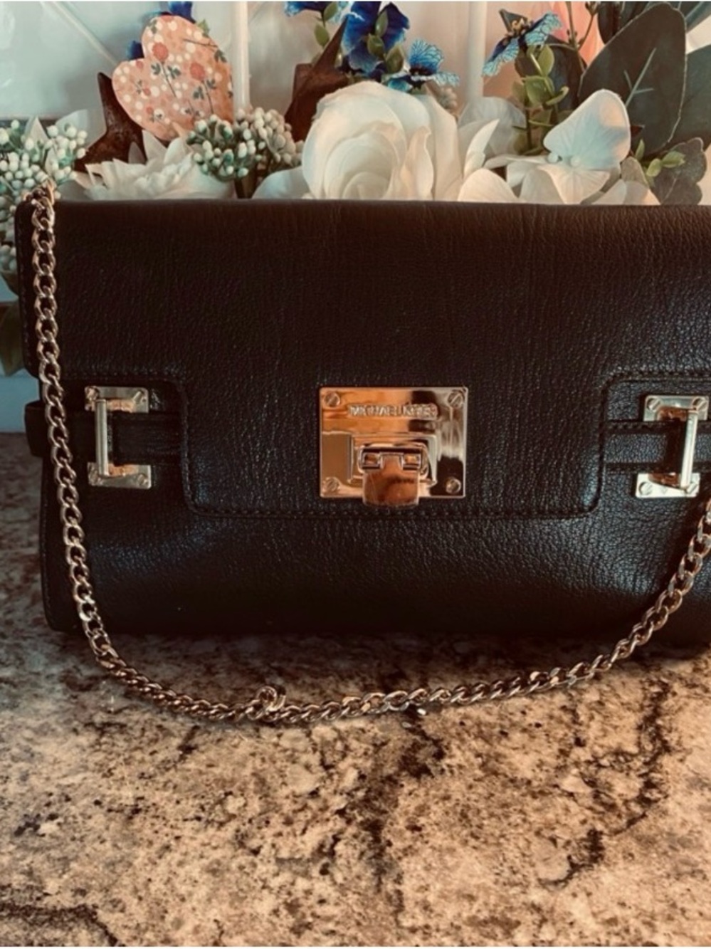 Michael Kors Astrid deep green leather bag/gold accents. BIN, FREE SHIPPING.
